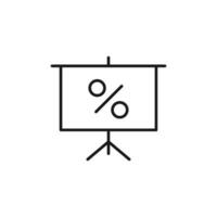 Percent on Presentation Board Isolated Line Icon. Perfect for web sites, apps, UI, internet, shops, stores. Simple image drawn with black thin line vector