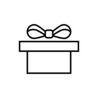 caja de regalo con arco línea icono vector