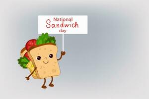 Happy sandwich day. Vector hand drawn doodle cartoon illustration