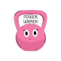 The concept of women's feminism, freedom, rights. cartoon cute lettering kettlebell. Vector illustration in hand drawn style.