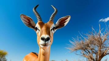 Photo of a Impala under Blue Sky. Generative AI