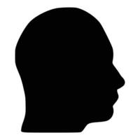 Silhouette of a male head in profile on a white background. vector