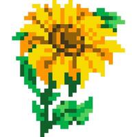 Flower cartoon icon in pixel style. vector