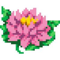 Flower cartoon icon in pixel style. vector