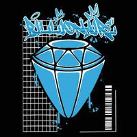 Graffiti diamond street wear illustration with slogan billionaire vector