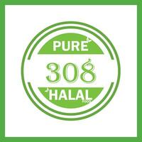 design with halal leaf design 308 vector