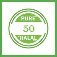 design with halal leaf design 50 vector