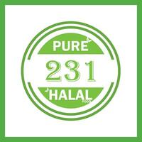 design with halal leaf design 231 vector