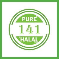 design with halal leaf design 141 vector