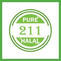 design with halal leaf design 211 vector