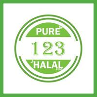 design with halal leaf design 123 vector