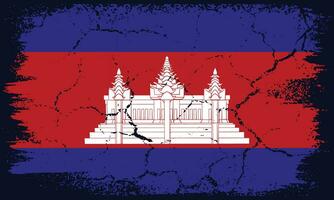 Free Vector Flat Design Grunge Cambodia Flag Background