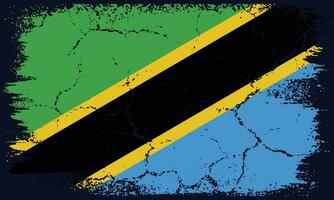 Free Vector Flat Design Grunge Tanzania Flag Background