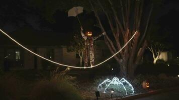 Dallas, Texas, 2023 - Creative Creepy Halloween Display Decorations Home Garden Front Yard Decor in a Neighborhood video