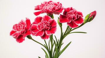 Photo of beautiful Dianthus flower isolated on white background. Generative AI