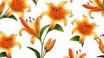 Tiger Lily flower patterned background. Flower texture background. Generative AI photo