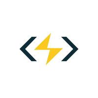 Thunder code Icon. Fast coding logotype idea. Program development, computer technology concept. vector