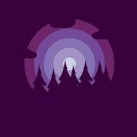 Forest and mountains illustration with minimalistic design vector