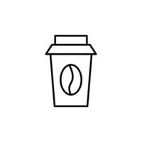 Coffee in Disposable Cup Vector Line Icon for Adverts. Suitable for books, stores, shops. Editable stroke in minimalistic outline style. Symbol for design