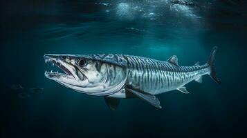 Wildlife photography of Photo of Barracuda. Generative AI