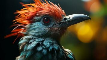 Close-up photo of a Quetzal looking any direction. Generative AI