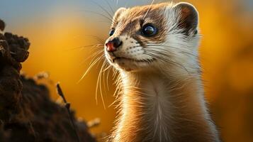 Close-up photo of a Weasel looking any direction. Generative AI