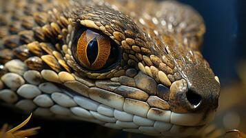 de cerca foto de un sidewinder serpiente de cascabel mirando ninguna dirección en el desierto. generativo ai