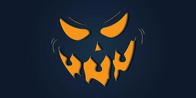 Simple halloween pumpkin expressions in paper cut style for poster or brochure. vector