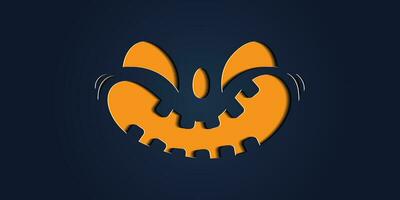 Simple halloween pumpkin expressions in paper cut style for poster or brochure. vector