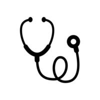 Silhouette Illustration of Stethoscope in Solid Color, Medical Equipements Silhouette. vector