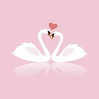 Illustration of a Couple Swan with Heart on their Head. Valentine's Day vector illustration Design.