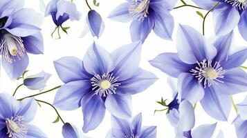 Columbine flower patterned background. Flower texture background. Generative AI photo