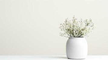 Photo of Gypsophila flower in pot isolated on white background. Generative AI