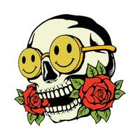 Illustration of Skull With Rose Flower vector