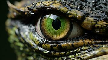 Close-up photo of a Crocodile looking in their habitat. Generative AI