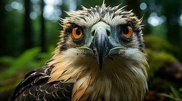 Close-up photo of a Falcon looking any direction. Generative AI