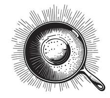 Frying pan hand drawn in doodle style illustration vector