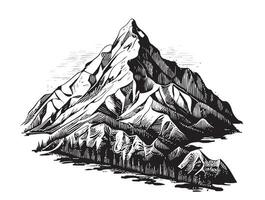 Mountains hand drawn sketch Vector illustration Beautiful nature