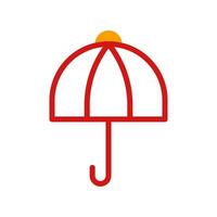 paraguas icono duotono amarillo rojo verano playa símbolo ilustración. vector