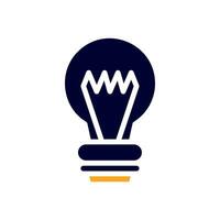 Lamp idea icon solid orange black business symbol illustration. vector