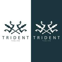 Trident Weapon Logo, Vector Spear of King Poseidon Neptune, Symbol Template Design