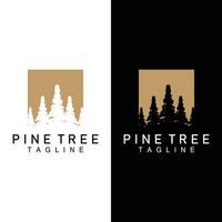 pino árbol logo, vector diseño ilustración modelo hojas perennes árbol Clásico silueta bosque