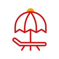 Umbrella icon duotone yellow red summer beach symbol illustration. vector