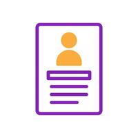 Resume icon duotone purple yellow business symbol illustration. vector