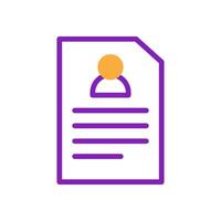 Resume icon duotone purple yellow business symbol illustration. vector