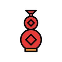 Jar icon colored outline red orange colour chinese new year symbol perfect. vector