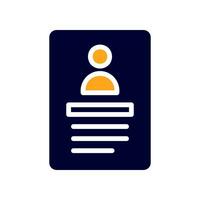 Resume icon solid orange black business symbol illustration. vector