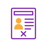 Resume icon duotone purple yellow business symbol illustration. vector