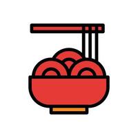 Noodle icon colored outline red orange colour chinese new year symbol perfect. vector