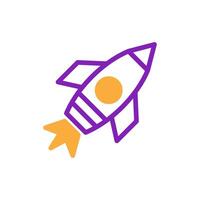 Rocket icon duotone purple yellow business symbol illustration. vector